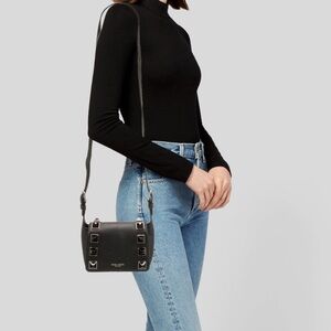 Henri Bendel Black Studded Crossbody Bag with Silver Accents